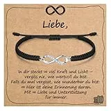 J.Endéar Unendlichkeits Armband für Damen Mädchen Geschenk mit Segenskarte | 925 Sterling Silber, Zirkonia & Geflochtene Kordel | Motivationsgeschenk für Abschluss Geburtstag Valentinstag