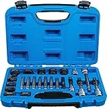 BGS Lichtmaschinen Bit- und Steckschlüssel-Set 22 tlg Bitsatz Freilauf Werkzeug Steckschlüssel Set Generator 4247 Lichtmaschinenbitsatz für Audi VW Seat BMW Mercedes Ford Fiat Renault etc