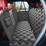 KYG Hundedecke für Auto Rückbank, Rücksitz mit Seitenschutz und Sichtfenster, Kratzfeste und Wasserabweisende Autodecke Hund, Hundematte für Auto Rücksitzbank, 135 x 148 cm Schwarz