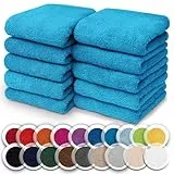 NatureMark 10er-Set Frottee-Waschlappen für Gesicht und Hände – 100% Baumwolle, weich und saugfähig – 30×30 cm, Türkis