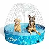 ALL FOR PAWS 160CM Großer Hundepool mit Sprinkler, 2-in-1 klappbarer Hundeschwimm- und Spritzpool, rutschfester Hartplastik-Splash-Pool für den Außenbereich, Garten, Hunde, Enten und Tierbäder