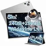 JUEDUR Tablet 11 Zoll Tablet Android 14, 24 GB RAM + 256GB ROM (1TB TF) 8000 mAh Tablets 5G WiFi/Octa Core 2.0Ghz/Widevine L1/Face ID/Bluetooth 5.0/5MP+13MP/Tablet mit hülle - Silbrig
