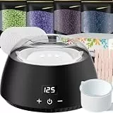 CITHOT Waxing Set, LCD-Display, Silikonschale, Wachswärmer Wachs Haarentfernung mit 400g Waxing Perlen, 20 Holzspateln, 10 Papierringe zu Hause(Schwarz)