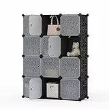 Mondeer Würfelregal, Steckregal, 30x30cm Stapelbar Kunststoff Regalsystem mit Tür, für Kleidung Schuhe Spielzeug Bücher, für Büro Wohnzimmer