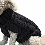 Petyoung Hundepullover Weste Warmer Mantel Haustier weiche Strickwolle Winter Pullover gestrickt Häkeln Mantel Kleidung für kleine mittlere Hunde (XL, Schwarz)