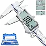 Kynup Digitaler Messschieber mit LCD-Bildschirm, 150mm Digitale Schieblehre Edelstahl, Spritzwassergeschützt, Millimeter/Zoll/Fraktion Umwandlung, Metall Messschieber Digital, Großer Vollbild