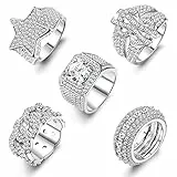Kakonia Herren Iced Out Ring 14 Karat vergoldeter Bling Pinky Ring Iced Out Premium Diamant CZ Stern US Dollarzeichen Cuban Link Punky Rappers Ring für Männer Verlobung Hip Hop Schmuck