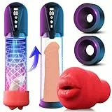 Gobeken Sex Spielzeug für die Männer Penispumpe für Penisvergrößerung mit 3 Vakuum Trainingsmodi 6 Saugmodi Elektrische Penis Pumpe Vakuumpumpe, Taschenmuschi Masturbator Sex Toy mit 2 Silikonhülsen