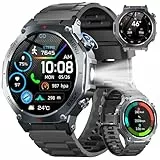 Smartwatch Herren Militär GPS, 1,43'AMOLED 2026 New Fitnessuhr mit Bluetooth Anrufe, 160+ Sportmodi Kompass, 5ATM Wasserdicht, 24/7 Herzfrequenz, Schlafmonitor, Schrittzähler, Sportuhr Android für iOS