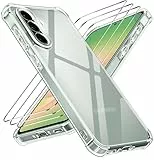 iVoler Nie Vergilbung Klar Hülle für Samsung Galaxy A56 5G mit Stoßfest Schutzecken, 1 Handyhülle mit 3 Stück Panzer Schutz Glas, [Militärischer Schutz] Transparent Schutzhülle Dünn Durchsichtige Case