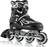 2PM SPORTS Verstellbar Inliner für Kinder, Leucht Inline Skates Rollschuhe für Damen/Herren (Grey L)