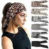DRESHOW 6 Stück Damen Boho Stirnband Kopfband Haarband Gedruckt Stirnbänder Knoten Verdrehtes Elastische Kopf Wickeln Niedlich Haarschmuck für Mädchen