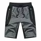 Tansozer Kurze Hosen Herren Mit Taschen - Sport Gym Shorts Jogginghose Sommer - Sweat Kurze Hose Männer Jogging Dunkelgrau L