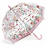 DJEC0 Kinder-Regenschirm Meerjungfrau | transparent sicher flexibel | Ø 70 cm mit rosa Griff und Schutzsystem für manuelles Öffnen | ideal für kleine Kinder