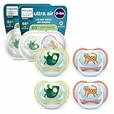Philips Avent ultra air Schnuller – kiefergerecht geformtes Design, für Babys, 0–6 Monate, weicher, symmetrischer Silikonsauger, BPA-frei, 2 Sterilisationsbehälter, 4er-Pack, SCF087/19