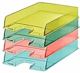 Esselte Briefablage, 10er Pack, Stapelbarer A4 Papierablageordner für Dokumente, Broschüren und Zeitschriften, Für Zuhause/Büro, Zur Schreibtischorganisation, Colour'Breeze Serie, Mehrfarbig, 626276
