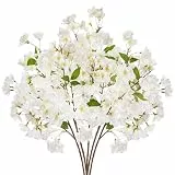 Hollyone 5PCS Künstliche Blume Weiß Künstliche Kirschblütenzweige 69cm, Frühlingsblumen Deko Blumen für Vase Frühling Sakura Seidenblumen Pfirsich Bouquet für Blumengesteck Tisch Home Dekoration
