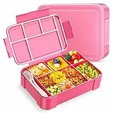 WayEee Brotdose Kinder mit Fächern 1330ml Lunchbox Kinder Auslaufsicher Brotdose Kinder für Kindergarten & Schule (Rosa)