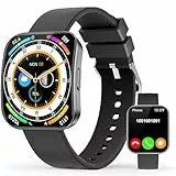 MFVLP Smartwatch Herren Damen, KI-Zifferblatt, KI Q&A, 1.85' HD AMOLED Curved Display Smart Watch mit Blutdruck-/Schlaf-/Herzfrequenzmonitor, 110+ Sportmodi Fitnessuhr für iOS Android-Schwarz