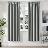 TOPICK Vorhänge Blickdicht Gardinen für schienensystem Verdunklungsvorhänge Blackout Curtains 220x140 cm 2er Set Gardinen mit Kräuselband Wohnzimmer Vorhänge Schlafzimmer Übergardinen Hellgrau