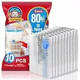 BoxLegend Vakuumbeutel 10L Stück 10 Groß 80x60cm Aufbewahrungsbeutel Reise Vakuum Wiederverwendbar Kleiderbeutel für Kleidung Bettdecken Bettwäsche Kissen