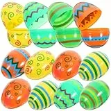 Healifty 12 Stück Ostereier zum Aufhängen 6 cm Plastik Ostereier zum Aufhängen Kinder Ostern Basteln Deko Plastikeier Bunt für die Osterdekoration PartygeSchenk, Klassentzimmer-Pre