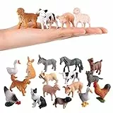 JOKFEICE Mini-Tierfiguren, 16 STK. Realistisch Bauernhoftiere Spielzeug für Kuchendeckel, Lernspielzeug, Geburtstag Gastgeschenke Geschenk für Kinder Kleinkinder