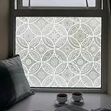 Dktie Dekorfolie Glasmalerei Fensterfolie Sichtschuzfolie Milchglasfolie Kreise Statisch Haftend Privatsphäre Fensteraufkleber (Weiß, 90 x 200 cm)