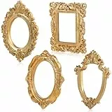 TENDYCOCO Vintage Bilderrahmen Set 4 Stück Goldene Retro Fotorahmen Aus Harz 4.84X3.94 Zoll Wand- Und Tischdekoration Für Foto Requisiten Und Wohndeko