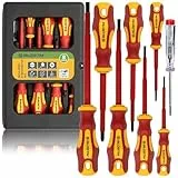 BLOSTM Isoliertes Schraubendreher-Set – 8-teiliges VDE-geprüftes elektrisches Schraubendreher-Set bis 1000 V Elektriker-Schraubendreher-Set, Aufbewahrungskoffer im Lieferumfang enthalten