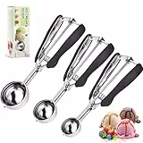 SPEENSUN 3-teiliges eisportionierer set mit Auslöser (4/5/6 CM)-Edelstahl teigportionierer kugeln&Melonenkugelformr aus 304 Stahl,für Eiscreme,Melonenkugeln,Kartoffelpüree,Teig und Kuchen