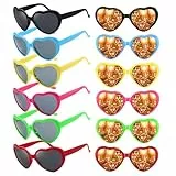 12 Stück Herzbrille Effekt, Pfirsichherz Brille, 3D Beugungs Herzbrillen, Retro Partybrille, Herz Effekt Brille, Herz Sonnenbrille, Heart Sunglasses für Kostümfest Fasching Musik im Freien Party Bar