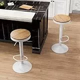 YOUNIKE Barhocker 2er Set Weiß Holz Barstuhl Höhenverstellbar Schwenkbar Tresenhocker Küchenstühle Höhe Barstühle mit Fußstütze für Bar Küche