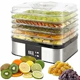 Syntrox Germany Edelstahl Dörrautomat Massam, Obsttrockner, Gemüsetrockner, leistungsstark, 350 Watt, schonende Trocknung, Heißluftfritteuse, Dörrgerät, Trockenfleisch,