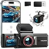 WOLFANG 4K Dashcam Auto Vorne Hinten, WiFi-Dashcam, Dash Cam Auto Kamera mit 3' IPS-Bildschirm, Super-Nachtsicht, Loop-Aufnahme, G-Sensor, 170-Grad-Weitwinkel WDR, Parkschutz, 32-SD-Karte