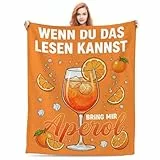 FestiKiva Aperol Decke mit Spruch „Wenn du das lesen Kannst, Bring Mir Aperol“ – Kuscheldecke Lustiges Aperol Geschenk für Frauen & Männer, Freundin, Mama, Beste Freundin, Geburtstag (Orange)