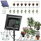 Biling Solar Bewässerungssystem, 15m Automatische Tropfbewässerung mit Timer, 2.5W Solarpanel, für 12-20 Töpfe, Garten, Balkon, Gewächshaus, Urlaubsbewässerung