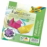 folia 8957 - Faltblätter 7,5 x 7,5 cm, 70 g/qm, 500 Blatt sortiert in 10 intensiven Farben - ideal zum Papierfalten und für andere kreative Bastelarbeiten