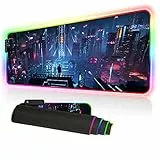 RGB-Gaming-Mauspad groß – weiches RGB-Mauspad, übergroß, leuchtendes LED-Mauspad, USB-betriebenes Computer-Tastatur-Mauspad, beleuchtetes PC-Gaming-Mauspad mit rutschfestem Gummi, 8030 Heicity