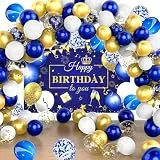 YinQin 63 Stück Marineblau Golden Geburtstag Ballon Dekorationen für Männer