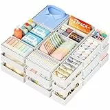 DIMJ Schubladen Ordnungssystem Schubladen Organizer - 21er Set Faltbare Aufbewahrungsbox Stoff, Unterwäsche Organizer Kleiderschrank für Babykleidung, Socken, Weiß
