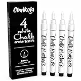Chalkola Kreidestifte für Tafel Abwaschbar Weiß - 4 Kreidemarker Weiss 1mm extra feine Spitze - Kreidestift Weiß für Fenster, Tafel, als Glasstift- Chalk Markers für Erwachsene & Kinder