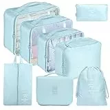 MURISE 8 Teilige Packing Cubes, Kleidertaschen, Koffer Organizer für Urlaub und Reisen, Packwürfel Set Reise Würfel, Ordnungssystem für Koffer - Blauer See
