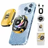 auvstar Handy-Kühler mit 2000mAh Wiederaufladbarem Akku,Phone Cooler RGB,2 Stufen,Handykühler für iPhone/Android Telefone,Halbleiterkühlung,mit Temperaturanzeige und Magnetfolie