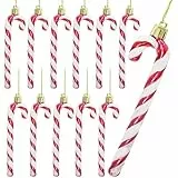 12 Stück Weihnachten Zuckerstange Ornamente Weihnachtsbaum Hängende Anhänger, Zuckerstangen Weihnachtsbaum,Christbaumschmuck Zuckerstangen für Weihnachtsparty-Zubehör (rot und weiß)
