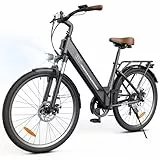 Finbike 26 Zoll E Bike für Erwachsene, 7-Gang Elektrofahrrad mit abnehmbarem 36V 13Ah Akku, 25 km/h und 70KM Reichweite, voll ausgestattet mit Ablagen, Autolampen und Stoßdämpfung