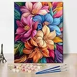 TISHIRON Malen Nach Zahlen Erwachsene Abstrakte Blumen Malen-Nach-Zahlen Für Erwachsene Bunte Blumen DIY Malen-Nach-Zahlen Kits Handgemalt Ölgemälde Kit Wohndekor Kunstwerk, 40x50cm