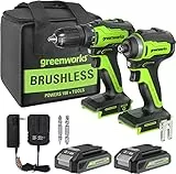 Greenworks GD24DD35K2 Akku Bohrschrauber und GD24ID200 Schlagschrauber PLUS 2 x 24V 2Ah Akkus und Ladegerät,Exklusiv bei Amazon 3 Jahre Garantie