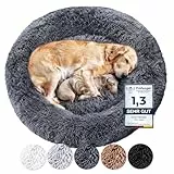 Wahre Tierliebe Hundebett Donut - Das Original - waschbar [M, 80cm, dunkelgrau] Hundekissen, Hundekorb, Flauschiges Hundebett für große, mittelgroße & kleine Hunde