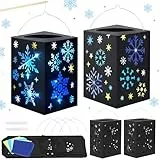 MONCAP 4 Stück Laternen Bastelset Kinder Schneeflocken Laternen zum Basteln Schneeflocken Kreativset Papierlaternen Bastelset für Jungen Mädchen Sankt Martin Laternenumzug Winter Party Deko Geschenk